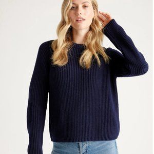 Quince fisherman crew sweater, Navy